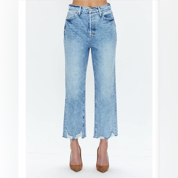Pistola Blue Ankle Cropped Jeans with Distressed Hem - Picture 2 of 6
